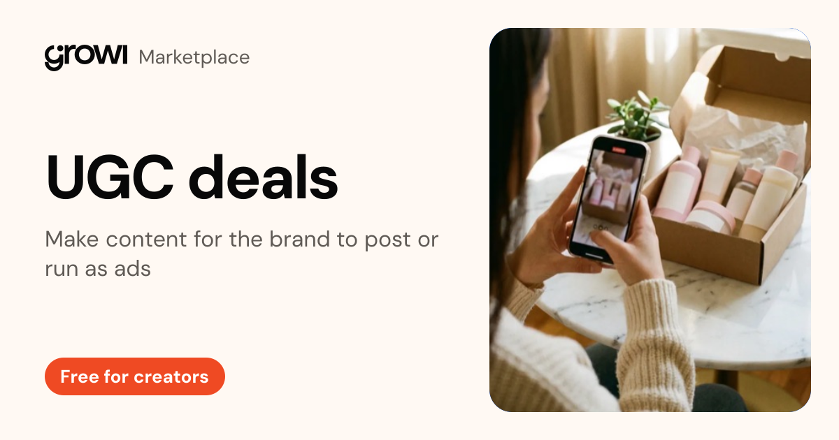 UGC deals · Growi Marketplace