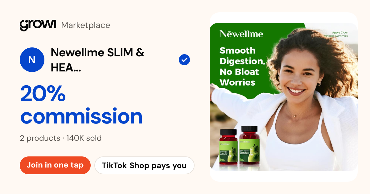 Newellme SLIM & HEALTH · 20% commission · Growi Marketplace